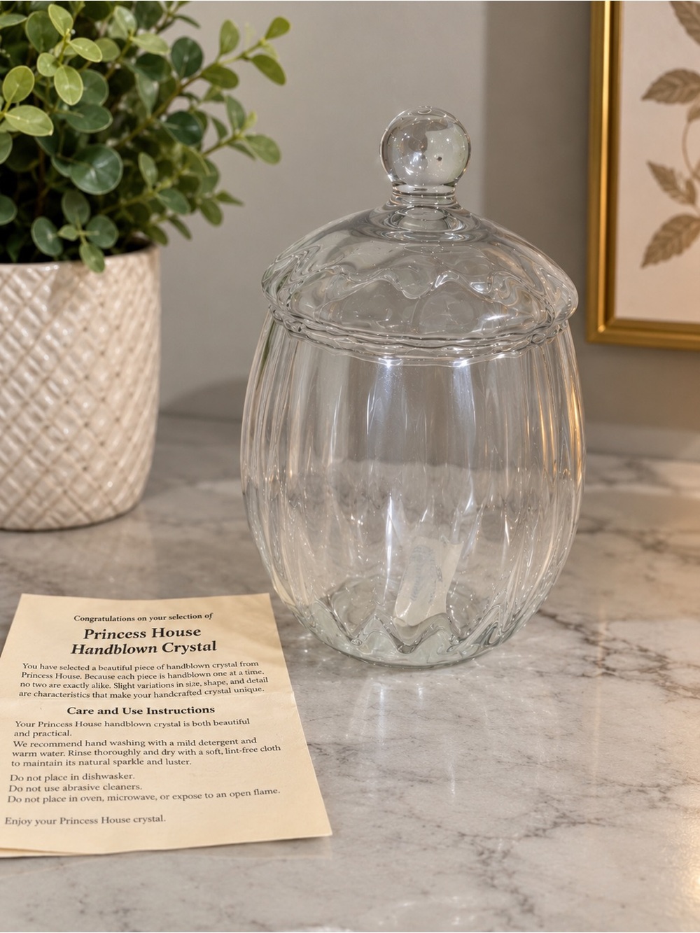Princess House Clear Crystal Lidded Canister - Transparent